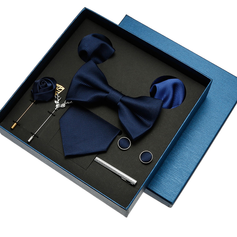 Pocket Square Set - Czerwono-Niebiesko-Czarny Klasyczny Krawat Męski Z Poszetką