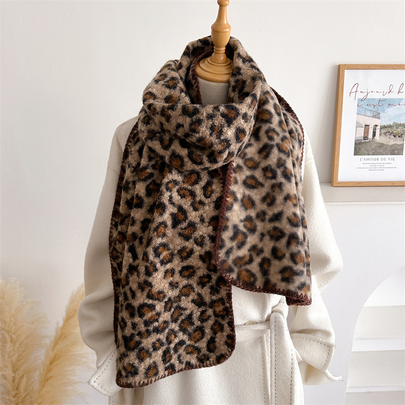 Pashmina Wrap Large - Jesienno-zimowy szal w panterkę damski luksusowy