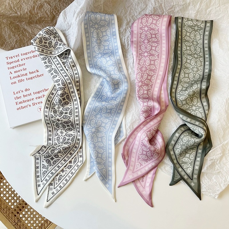 Ascot Neck Scarf - Zestaw Seria Jedwabny Satynowy Szalik Damski