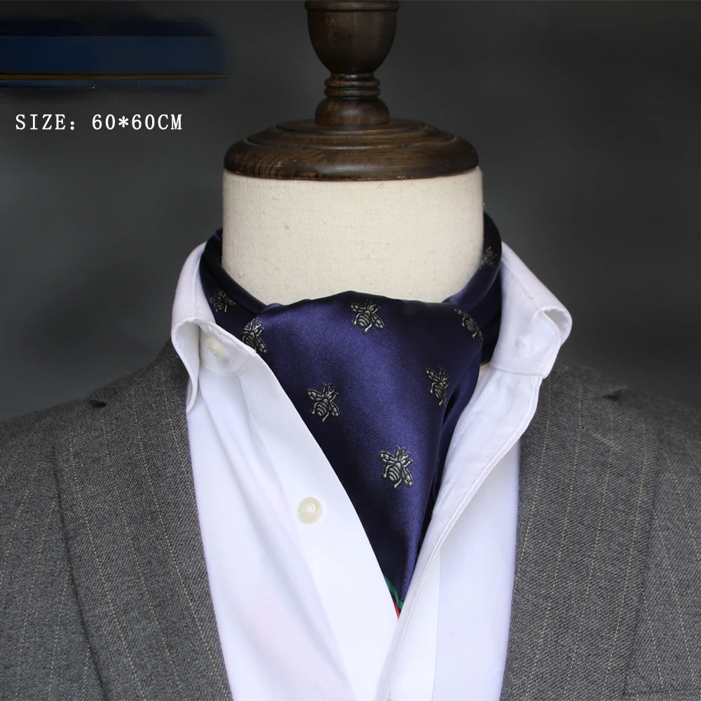 Ascot Neck Scarf - Brytyjski męski jedwabny szalik mały kwadratowy