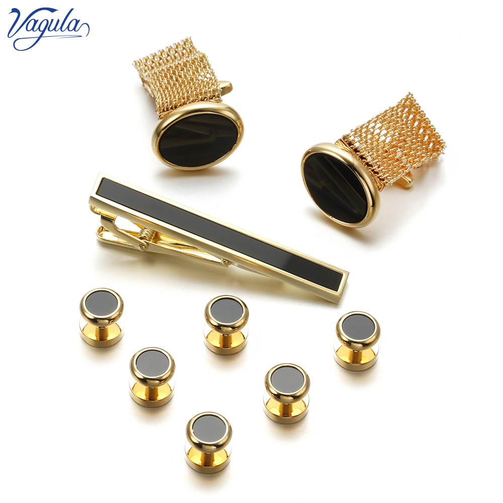 Tie Bar Set Gift - VAGULA New 9PCS Spinki do mankietówSpinki