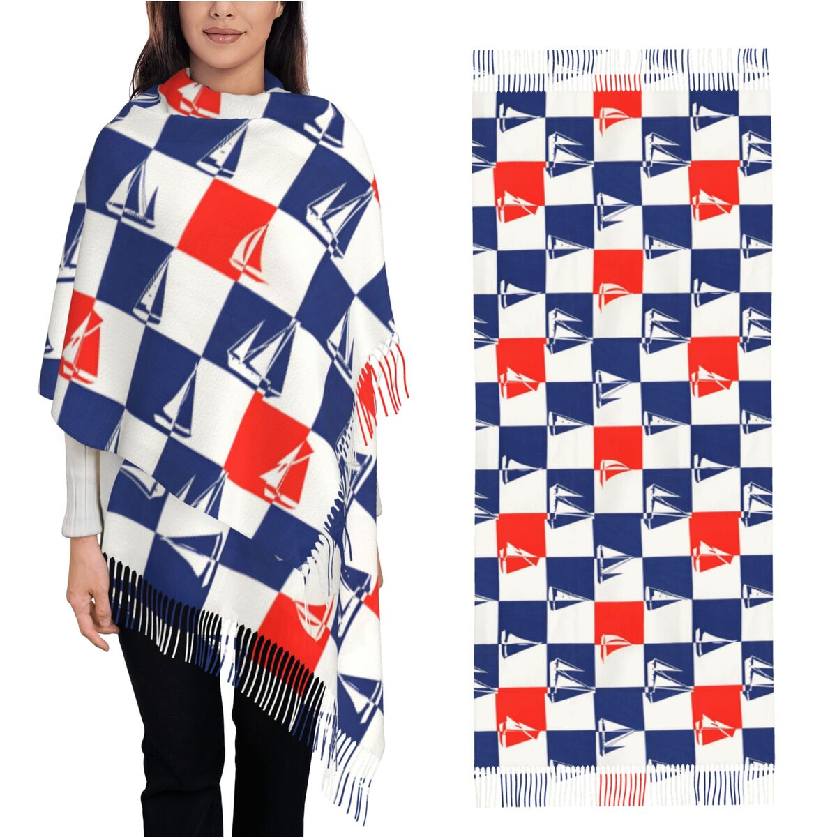 Szal z motywem żaglówki, ocean – Pashmina Wrap Large recenzja i cena