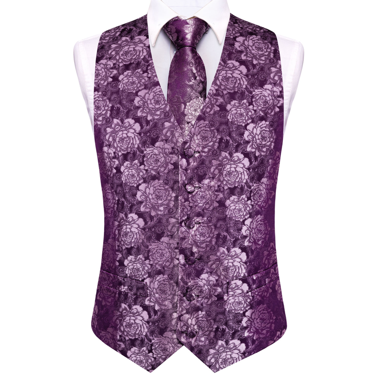 Fioletowa Kwiatowa Kamizelka M – Pocket Square Set recenzja i cena